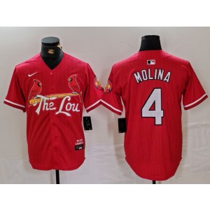 MLB Cardinals 4 Yadier Molina Red 2024 City Connect Nike Cool Base Men Jersey MLB Cardinals 4 Yadier Molina Red 2024 City Connect Nike Cool Base Men Jersey