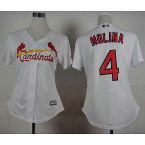 MLB Cardinals 4 Yadier Molina White Fashion Women Jersey MLB Cardinals 4 Yadier Molina White Fashion Women Jersey