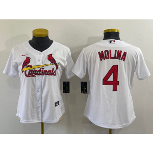 MLB Cardinals 4 Yadier Molina White Nike Cool Base Women Jersey MLB Cardinals 4 Yadier Molina White Nike Cool Base Women Jersey