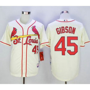 MLB Cardinals 45 Bob Gibson Cream Cool Base Men Jersey MLB Cardinals 45 Bob Gibson Cream Cool Base Men Jersey