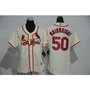 MLB Cardinals 50 Adam Wainwright Cream Women Jersey MLB Cardinals 50 Adam Wainwright Cream Women Jersey