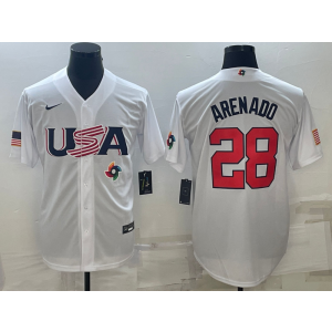 MLB Cardinals USA Baseball 28 Nolan Arenado White 2023 World Baseball Classic Men Jersey 1 MLB Cardinals USA Baseball 28 Nolan Arenado White 2023 World Baseball Classic Men Jersey 1