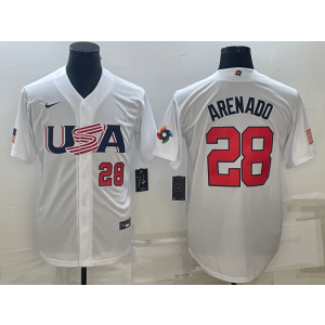 MLB Cardinals USA Baseball 28 Nolan Arenado White Red 2023 World Baseball Classic Men Jersey 1 MLB Cardinals USA Baseball 28 Nolan Arenado White Red 2023 World Baseball Classic Men Jersey 1