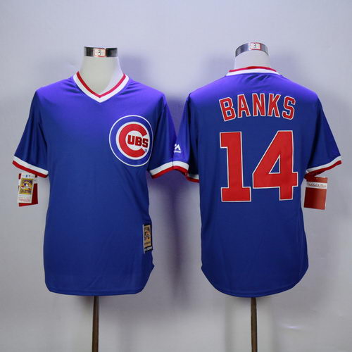 MLB Chicago Chicago Cubs #14 Ernie Banks Blue Throwback Jersey MLB Chicago Chicago Cubs #14 Ernie Banks Blue Throwback Jersey