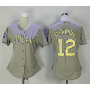 MLB Cubs 12 Kyle Schwarber Gray World Series Champions Gold Program Cool Base Women Jersey MLB Cubs 12 Kyle Schwarber Gray World Series Champions Gold Program Cool Base Women Jersey