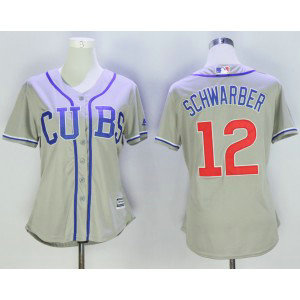 MLB Cubs 12 Kyle Schwarber Grey Cool Base Women Jersey MLB Cubs 12 Kyle Schwarber Grey Cool Base Women Jersey