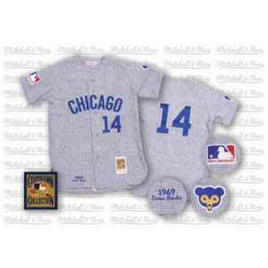 MLB Cubs 14 Ernie Banks Grey Mitchell and Ness Throwback Men Jersey MLB Cubs 14 Ernie Banks Grey Mitchell and Ness Throwback Men Jersey