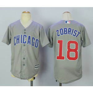 MLB Cubs 18 Ben Zobrist Grey New Cool Base Youth Jersey MLB Cubs 18 Ben Zobrist Grey New Cool Base Youth Jersey