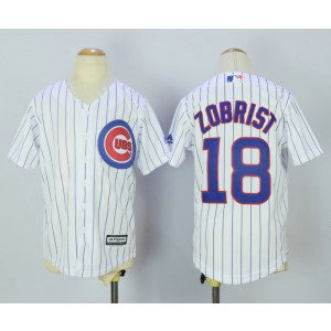MLB Cubs 18 Ben Zobrist White New Cool Base Youth Jersey MLB Cubs 18 Ben Zobrist White New Cool Base Youth Jersey