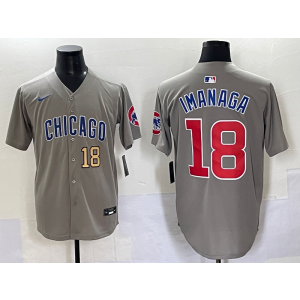 MLB Cubs 18 Imanaga Grey Gold Nike Cool Base Men Jersey MLB Cubs 18 Imanaga Grey Gold Nike Cool Base Men Jersey