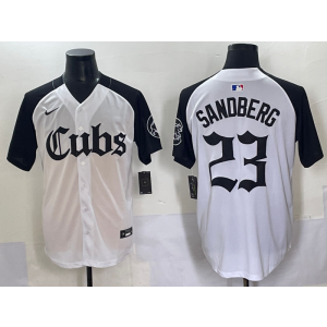 MLB Cubs 23 Ryne Sandberg White Black Nike Cool Base Men Jersey MLB Cubs 23 Ryne Sandberg White Black Nike Cool Base Men Jersey