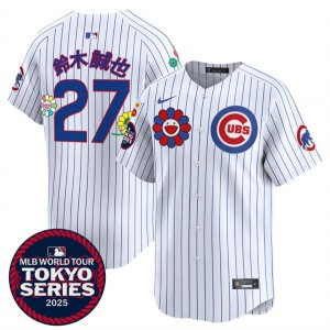 MLB Cubs 27 铃木诚也 White 2025 Tokyo Series Nike Cool Base Men Jersey MLB Cubs 27 铃木诚也 White 2025 Tokyo Series Nike Cool Base Men Jersey