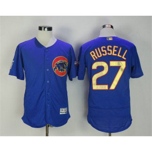 MLB Cubs 27 Addison Russell Blue World Series Champions Flexbase Men Jersey