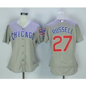 MLB Cubs 27 Addison Russell Grey New Cool Base Women Jersey MLB Cubs 27 Addison Russell Grey New Cool Base Women Jersey