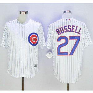 MLB Cubs 27 Addison Russell White Strip New Cool Base Men Jersey MLB Cubs 27 Addison Russell White Strip New Cool Base Men Jersey