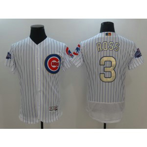 MLB Cubs 3 David Ross White 2017 Gold Program Flexbase Men Jersey MLB Cubs 3 David Ross White 2017 Gold Program Flexbase Men Jersey