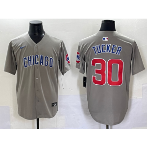 MLB Cubs 30 Kyle Tucker Grey Nike Cool Base Men Jersey MLB Cubs 30 Kyle Tucker Grey Nike Cool Base Men Jersey