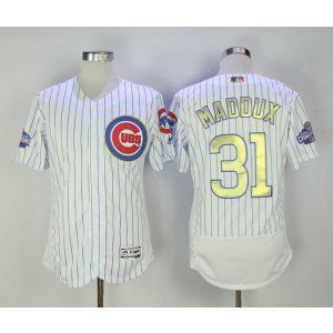 MLB Cubs 31 Greg Maddux White 2017 Gold Program Flexbase Men Jersey MLB Cubs 31 Greg Maddux White 2017 Gold Program Flexbase Men Jersey