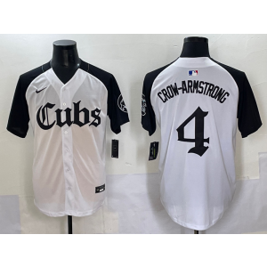 MLB Cubs 4 Pete Crow-Armstrong Black White Nike Cool Base Men Jersey MLB Cubs 4 Pete Crow-Armstrong Black White Nike Cool Base Men Jersey