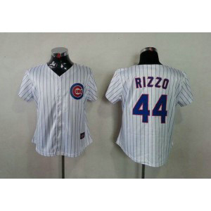 MLB Cubs 44 Anthony Rizzo White with Blue Strip Fashion Women Jersey MLB Cubs 44 Anthony Rizzo White with Blue Strip Fashion Women Jersey