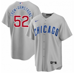 MLB Cubs 52 Pete Crow-Armstrong Grey Nike Cool Base Men Jersey MLB Cubs 52 Pete Crow-Armstrong Grey Nike Cool Base Men Jersey