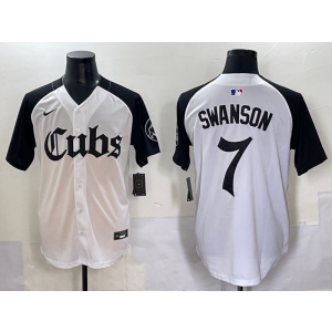 MLB Cubs 7 Dansby Swanson Black White Nike Cool Base Men Jersey MLB Cubs 7 Dansby Swanson Black White Nike Cool Base Men Jersey