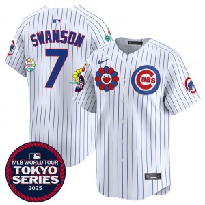 MLB Cubs 7 Dansby Swanson White 2025 Tokyo Series Nike Cool Base Men Jersey MLB Cubs 7 Dansby Swanson White 2025 Tokyo Series Nike Cool Base Men Jersey