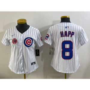 MLB Cubs 8 Ian Happ White Nike Cool Base Women Jersey MLB Cubs 8 Ian Happ White Nike Cool Base Women Jersey