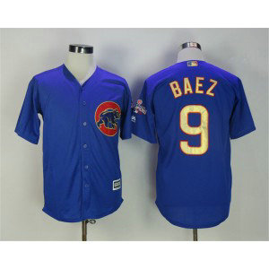 MLB Cubs 9 Javier Baez Blue World Series Champions Gold Program Cool Base Men Jersey MLB Cubs 9 Javier Baez Blue World Series Champions Gold Program Cool Base Men Jersey