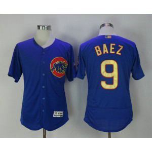 MLB Cubs 9 Javier Baez Blue World Series Champions Gold Program Flexbase Men Jersey MLB Cubs 9 Javier Baez Blue World Series Champions Gold Program Flexbase Men Jersey