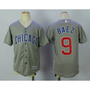 MLB Cubs 9 Javier Baez Grey New Cool Base Youth Jersey MLB Cubs 9 Javier Baez Grey New Cool Base Youth Jersey