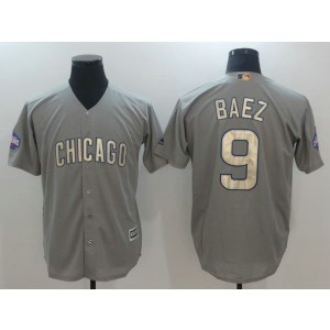 MLB Cubs 9 Javier Baez Grey World Series Champions Gold Program Cool Base Men Jersey MLB Cubs 9 Javier Baez Grey World Series Champions Gold Program Cool Base Men Jersey