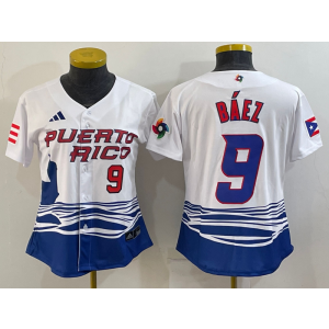 MLB Cubs 9 Javier Baez White 2023 World Baseball Classic Youth Jersey