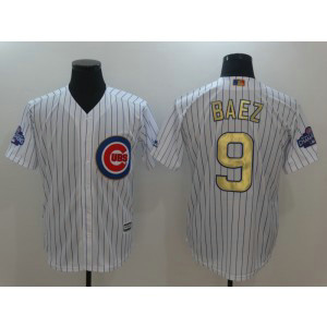 MLB Cubs 9 Javier Baez White World Series Champions Gold Program Cool Base Men Jersey MLB Cubs 9 Javier Baez White World Series Champions Gold Program Cool Base Men Jersey