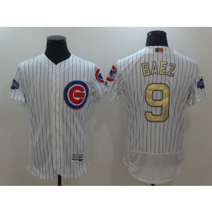 MLB Cubs 9 Javier Baez White World Series Champions Gold Program Flexbase Men Jersey MLB Cubs 9 Javier Baez White World Series Champions Gold Program Flexbase Men Jersey