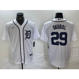 MLB Detroit Tigers 29 Skubal White Nike Cool Base Men Jersey MLB Detroit Tigers 29 Skubal White Nike Cool Base Men Jersey