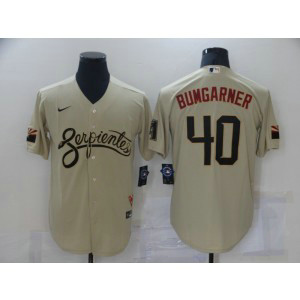 MLB Diamondbacks 40 Madison Bumgarner Serpientes Gold 2021 City Connect Cool Base Men Jersey
