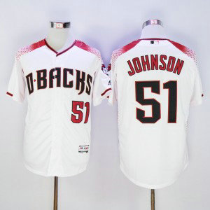 MLB Diamondbacks 51 Randy Johnson White Flexbase Men Jersey MLB Diamondbacks 51 Randy Johnson White Flexbase Men Jersey