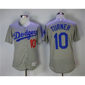 MLB Dodgers 10 Justin Turner Gray Flexbase Men Jersey MLB Dodgers 10 Justin Turner Gray Flexbase Men Jersey