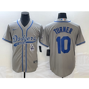 MLB Dodgers 10 Justin Turner Grey Baseball Logo Nike Cool Base Men Jersey MLB Dodgers 10 Justin Turner Grey Baseball Logo Nike Cool Base Men Jersey