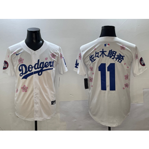 MLB Dodgers 11 佐佐木朗希 White 2025 Tokyo Series Nike Cool Base Men Jersey MLB Dodgers 11 佐佐木朗希 White 2025 Tokyo Series Nike Cool Base Men Jersey