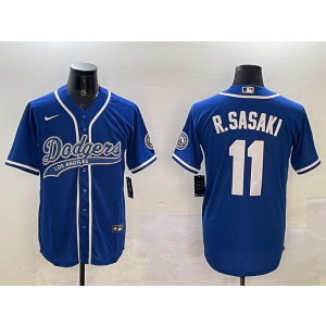 MLB Dodgers 11 R.Sasaki Baseball Blue Nike Cool Base Men Jersey MLB Dodgers 11 R.Sasaki Baseball Blue Nike Cool Base Men Jersey