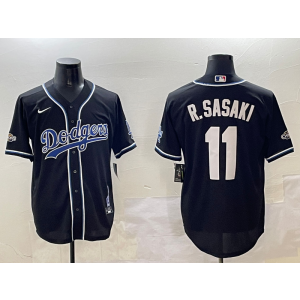 MLB Dodgers 11 R.Sasaki Black 2024 World Series Champion Nike Cool Base Men Jersey MLB Dodgers 11 R.Sasaki Black 2024 World Series Champion Nike Cool Base Men Jersey