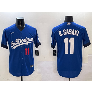 MLB Dodgers 11 R.Sasaki Blue Cool Base Men Jersey MLB Dodgers 11 R.Sasaki Blue Cool Base Men Jersey