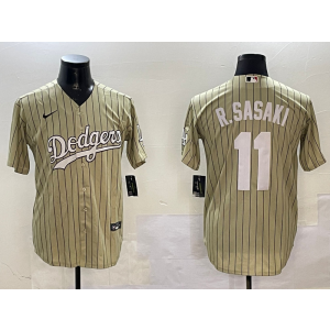MLB Dodgers 11 R.Sasaki Cream Nike Cool Base Men Jersey MLB Dodgers 11 R.Sasaki Cream Nike Cool Base Men Jersey