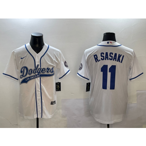MLB Dodgers 11 R.Sasaki White Nike Cool Base Men Jersey MLB Dodgers 11 R.Sasaki White Nike Cool Base Men Jersey