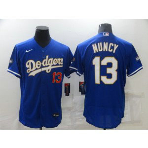 MLB Dodgers 13 Max Muncy Blue Gold Nike Cool Base Men Jersey MLB Dodgers 13 Max Muncy Blue Gold Nike Cool Base Men Jersey