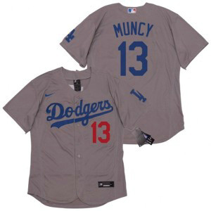 MLB Dodgers 13 Max Muncy Grey 2020 Nike Cool Base Men Jersey MLB Dodgers 13 Max Muncy Grey 2020 Nike Cool Base Men Jersey