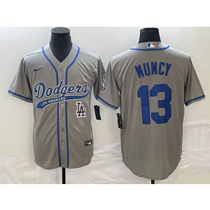 MLB Dodgers 13 Max Muncy Grey Baseball Logo Nike Cool Base Men Jersey MLB Dodgers 13 Max Muncy Grey Baseball Logo Nike Cool Base Men Jersey