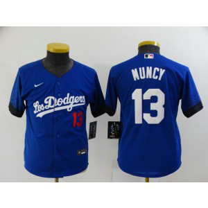 MLB Dodgers 13 Max Muncy Royal 2021 City Connect Cool Base Youth Jersey MLB Dodgers 13 Max Muncy Royal 2021 City Connect Cool Base Youth Jersey